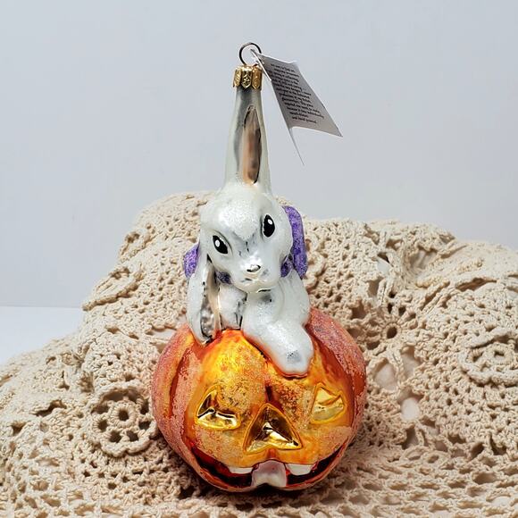 Christopher Radko “Hoppy Halloween” Glass Bunny Ornament w/ Box - Picture 1 of 4